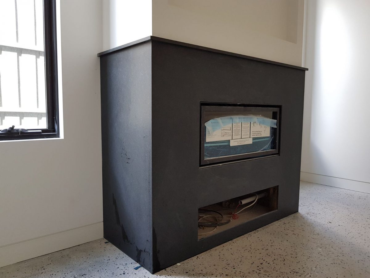 Absolute Black Granite Honed as a Fire Place