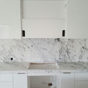 Carrara Marble Kitchen Benchtop with Spashback