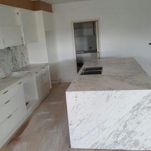 Carrara Marble Kitchen and Island Benchtop Install