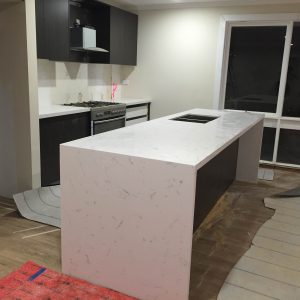 Carrara Prefabricated Benchtop with Waterfall end