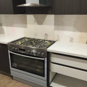 Carrara Prefabricated Benchtop with free standing cooktop