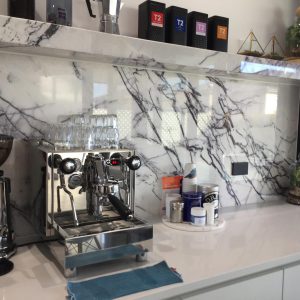 Newyork Marble Splashback for Coffee Machine benchtop