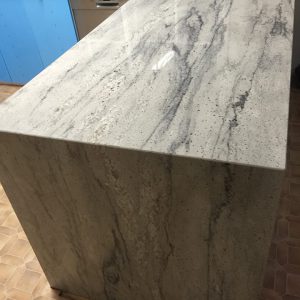 River White Granite Benchtop with Waterfall End