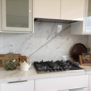 Thassos Marble Kitchen Cooktop and splashback